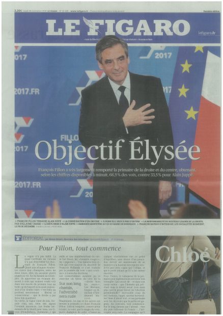 ＊11月28日付Le Figaro紙 「目指すはエリゼ宮」