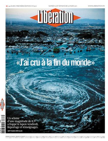 「世界の終わりだと思った」という見出しの3月12日付リベラシオン紙。