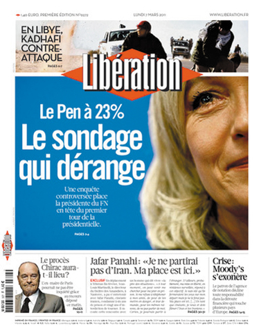 極右、国民戦線党党首のマリーヌ・ルペンが23％を得票してトップ