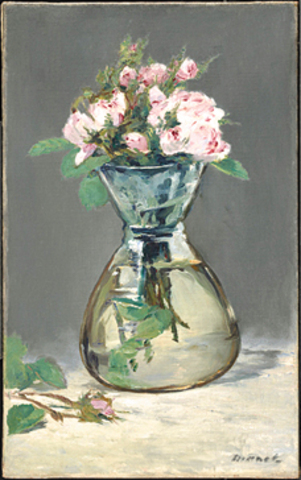 E.Manet. Roses mousseuses  dans un vase ©Sterling and Franchine Clark Art Institute