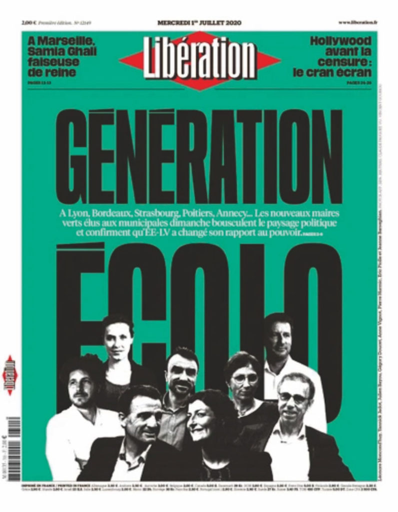 7月1日付 リベラシオン紙「エコロジー世代」。