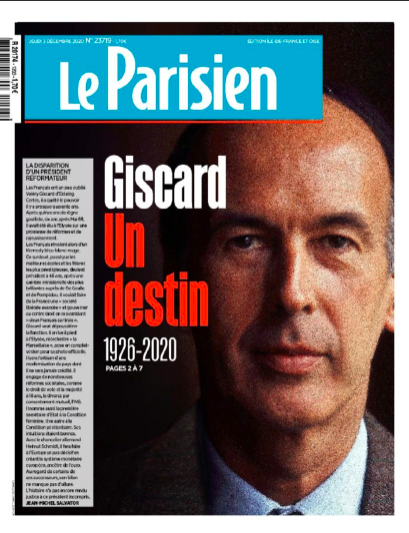 ジスカール デスタン元大統領逝去 Ovni オヴニー パリの新聞